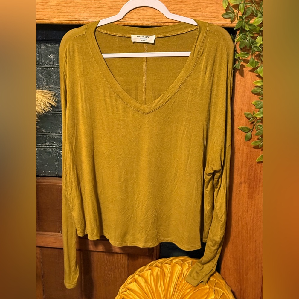 Double Zero Mustard V-Neck Top
